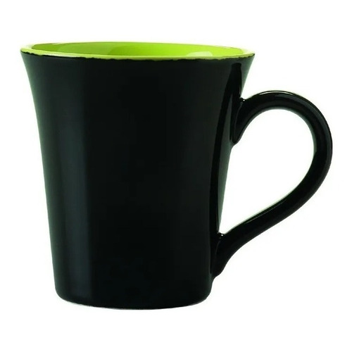 Taza Jarro Mugg Ceramica Tulipa Oxford Color Pettish Online Color Negra interior Verde