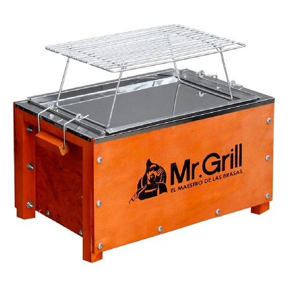 Caja China Mr Grill Mini Nogal + Parrilla De Varillas