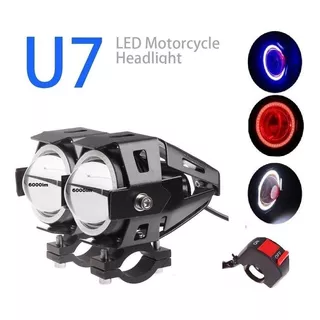 Par Exploradora Moto Carro Led 6000 Lm Ojo De Angel + Switch