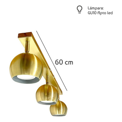 Aplique 3 Luces Mini Mun Dorado Apto Led Gu10 Deco Lmp
