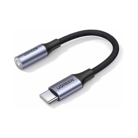 Adaptador Dac Usb C A 3.5mm Encordado De Aluminio Ugreen Plateado