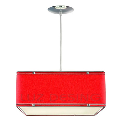 Colgante 2 Luces Cuadrado Con Cromo Deco Apto Led Rojo