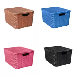 Set 4 Cajas Organizadoras Simil Rattan 7lts