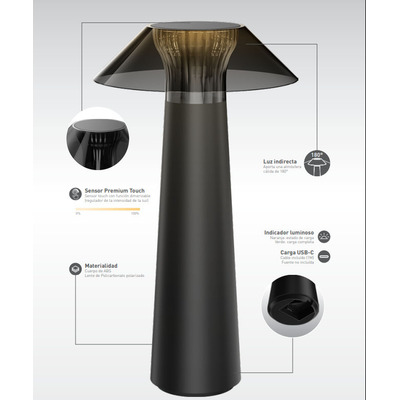 Lampara Velador De Mesa Tower Inalámbrica Led Dimer Mc