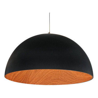 Colgante Led 66w Cct Negro Int Simil Madera Ø40cm Negro