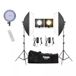 Kit Luz Softbox Duplo Tripé 2m  E Bolsa Controle