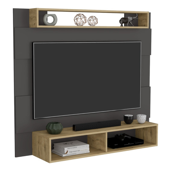 Panel De Tv 60'' Charlotte 120 X 140 Rta Plomo Macadamia