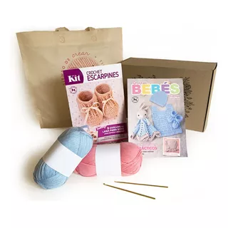 Kit Manualidades Tejido Crochet Escarpines Bebé + Materiales