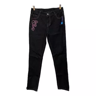 Pantalón Jean Importado Azul Oscuro Bordado Faded Glory