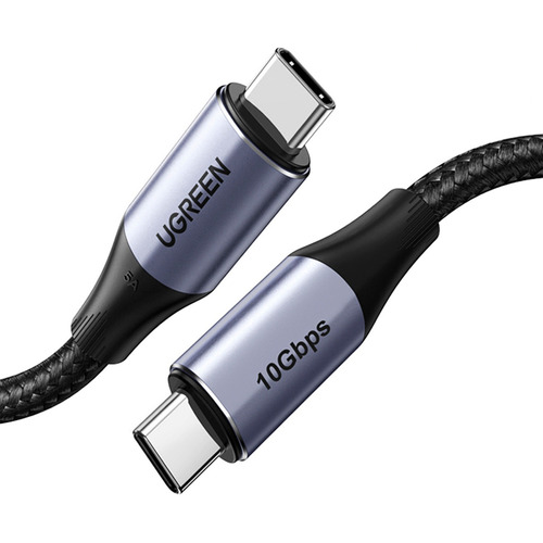 Ugreen Cable Cargador Usb C Carga Rapida PD240W (48V/5A) transferencia 10Gbps transmision de video 4k USB 3.2 Gen 2 compatible con thunderbolt 1m Negro