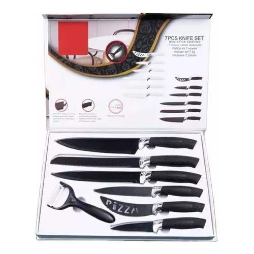 Set Cuchillos 7 Pcs Juegos Cuchillos Cuchillo Asado Cocina Color Negro