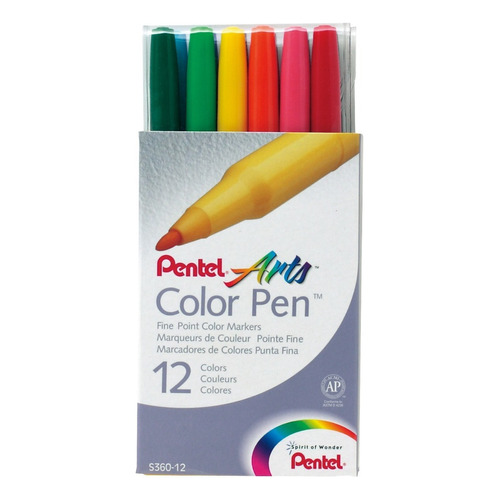 Marcadores Plumines Pentel Arts S360-12 Base Agua 12 Colores