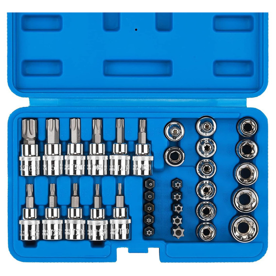 Juego De Dados Y Puntas 3/8 Torx 34 Pz Hembra Y Macho