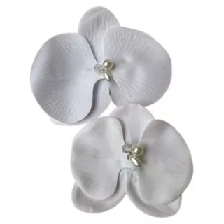 2 Orquídeas Brancas Luxo Arranjo Grinalda Flor Cabelo Noiva 