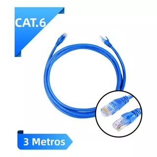 Cabo De Rede Cat6 3 Metros Ethernet Lan Giga 10/1000