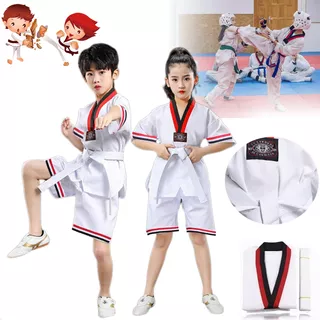 Traje Dobok De Manga Corta Taekwondo Para Niño Suave Cómodo