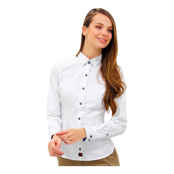 Camisa Formal Slim Fit Manga Larga Birmingham Mujer