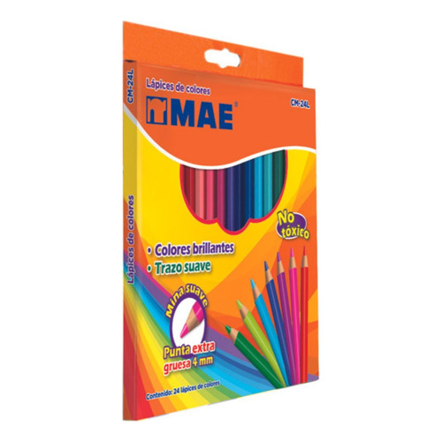 24 Colores Lapices De Color Mina 4 Mm (caja C/24 Colores)