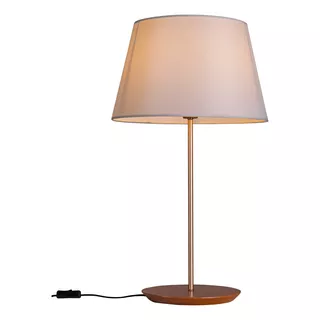 Luminária De Mesa Abajur De Madeira Slim 68cm Madelustre Cúpula Cúpula Algodão Cru Estrutura Imbuia - Dourado 110v/220v