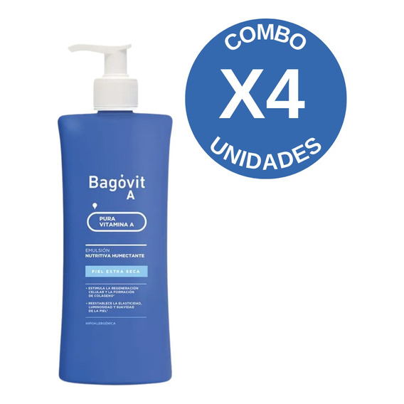 Bagovit A Emulsion Nutritiva Piel Extra Seca X 350 Grs X 4u