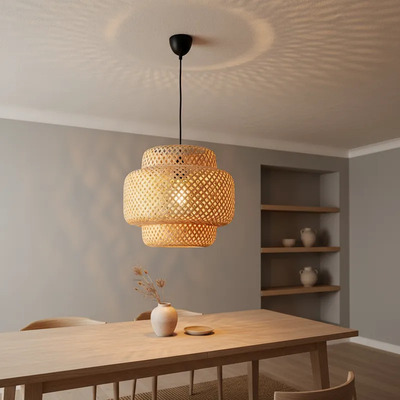 Colgante De Bambú 1×e27 Ø40×40cm Mks - Natural