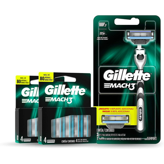 Rastrillo Gillette Mach3 +  8 Repuestos 