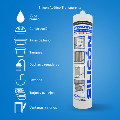 Silicon Acético Transparente Tubo 300ml Marca Forta