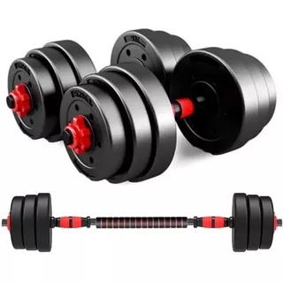 Kit Halteres De Anilhas 20kg E Barras Ajustáveis Fitness