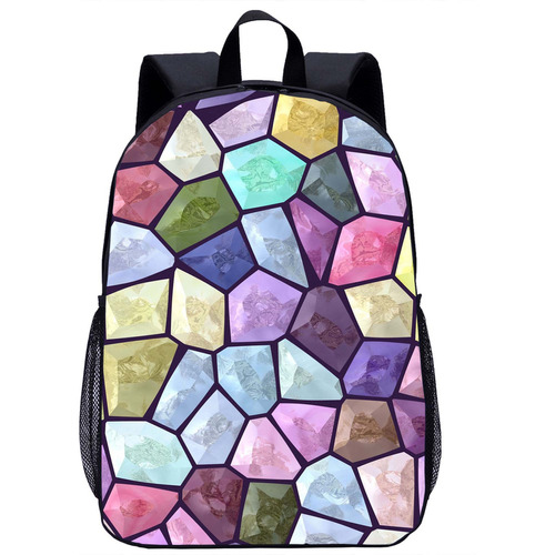Patrón De Mochila Escolar Estampado Con Arte Triangular Para Color 011 Diseño De La Tela 17-inch Black Bag