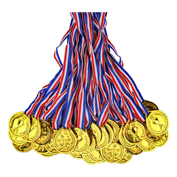 Medallas De Plástico Oro Para Niños Ganador Fiesta 50 Piezas