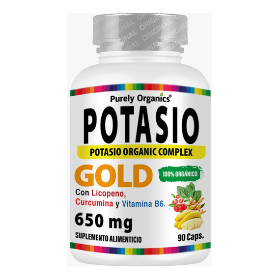Potasio Gold Orgánico 90 Cápsulas Purely Organics Sin Sabor