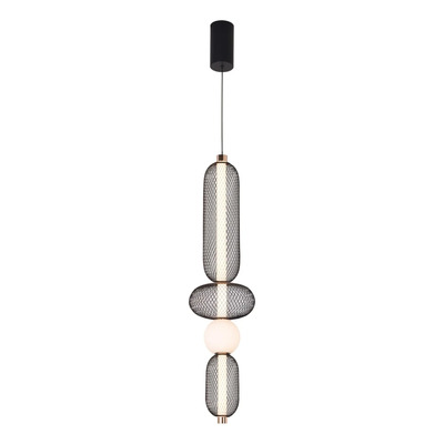 Colgante Led Metal Y Vidrio Negro Y Oro Wire-co-4 Gmg 