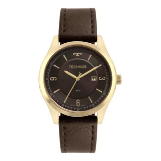 Relógio Technos Masculino Steel Dourado - 2117les/0m Cor Da Correia Marrom Cor Do Fundo Marrom