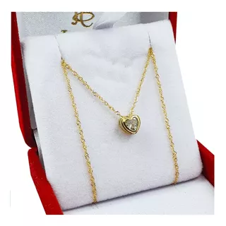 Collar Oro 18k Cadena Singapur Dije Corazon Pasante Dczp06