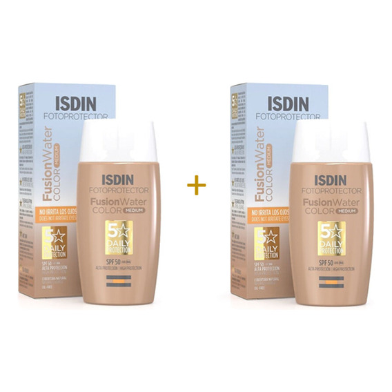 Isdin Fotoprotector Fusion Water Color Medium 50+ 50ml Pack2