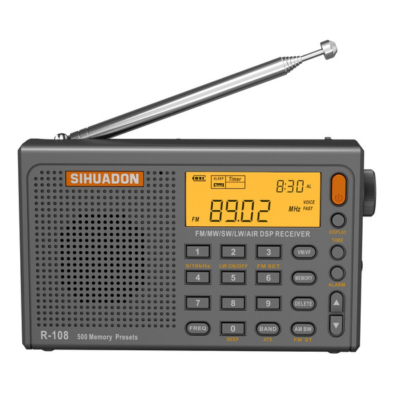 Radio Dsp Portátil Sihuadon R-108 Gris Fm/sw/mw/lw/airband