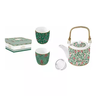 Set Tetera 2 Vasos Porcelana Easy Life Italia Con Infusor