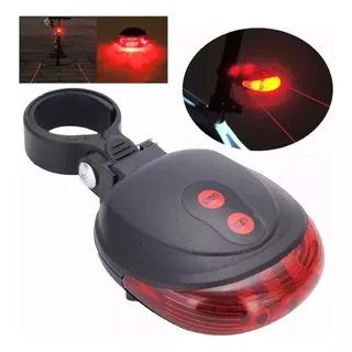 Luz Led Laser Trasera Bicicleta Ciclovia Intermitencias Color Negro Con Rojo