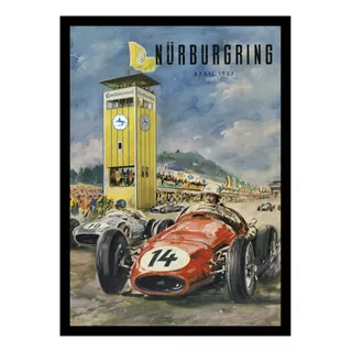 Formula 1 1957 Nurburgring Fangio Cuadro Enmarcado 45x30cm