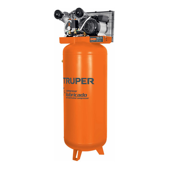 Compresor de aire eléctrico Truper COMP-240LV bifásica 240L 3hp 220V 60Hz naranja