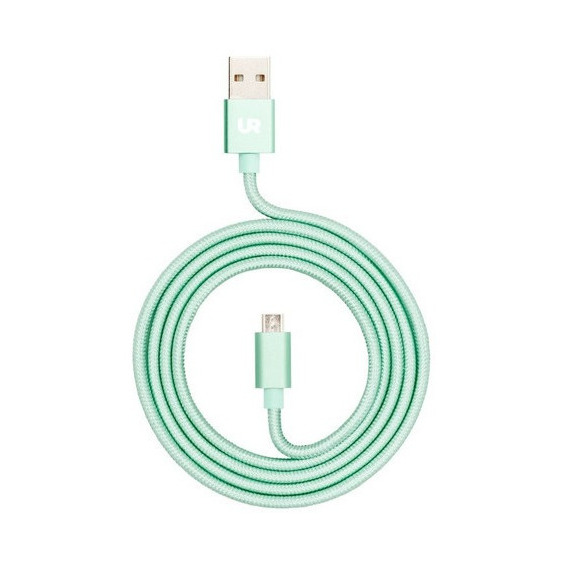 Cable Micro Usb A Usb 2.0 Urbano Trenzado Carga Rapida 1m Color Menta