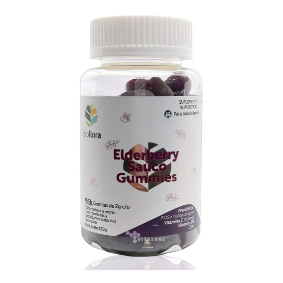 Prebióticos Elderberry Saúco 60 Gomitas Bioflora Sin Azúcar