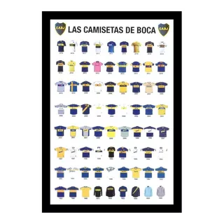 Boca Juniors Camisetas 1905 Al 2018 Cuadro Enmarcado 45x30cm