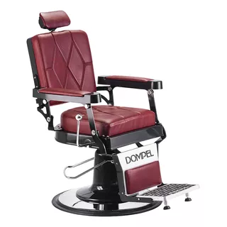 Silla De Barbería Dompel Harley Con Respaldo Reclinable Con Base Redonda Color Rojo Turim