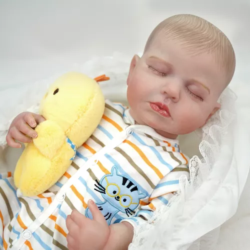 Bebê Reborn Poly Boneca Realista Pode dar Banho 48CM Girafinha