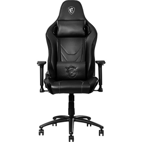 Silla de escritorio MSI MAG CH130 X gamer ergonómica  negra con tapizado de cuero sintético y cuero y terciopelo