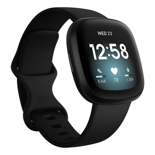 Smartwatch Fitbit Versa 3 1.58" caja de  aluminio anodizado  black aluminum, malla  black de  elastómero y aluminio anodizado y bisel  negro FB511