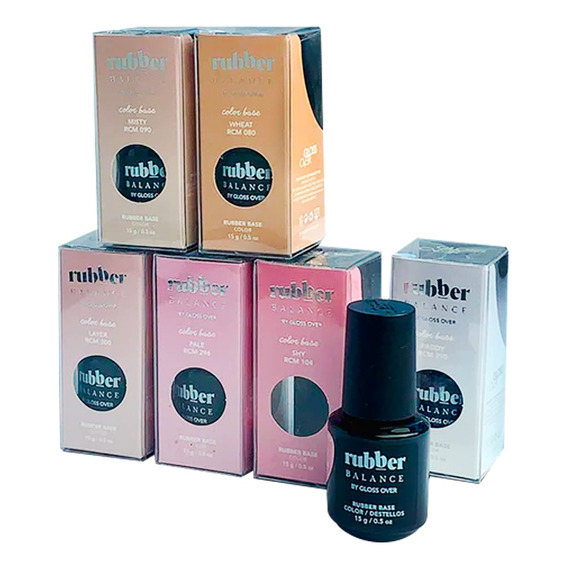 Gama De Rubber Balance Gloss Over Para Uñas 6 Tonos 15g