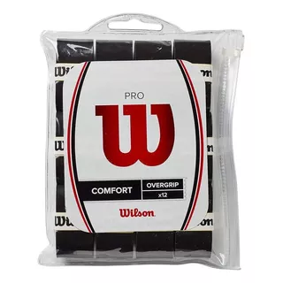 Pacote X 12 Cubregrips Wilson Pro Overgrip Smooth Tennis Padel Color Smooth Black