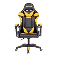 Cadeira De Escritório Pctop Strike 1005 Gamer  Preta E Amarela Com Estofado De Couro Sintético